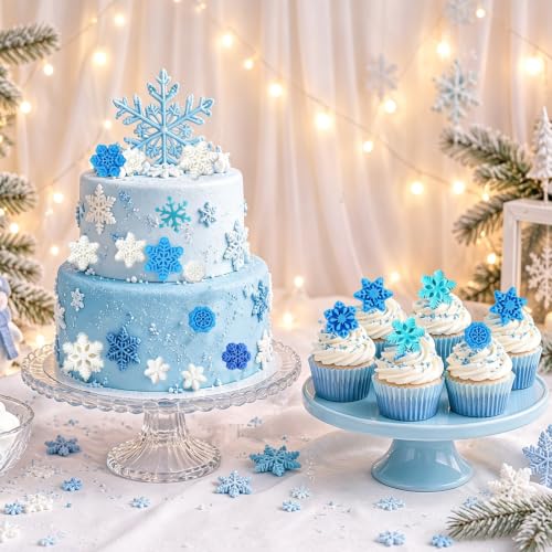 Eiyisem 7-Piece Snowflake Fondant Molds Set — Pink Silicone Cake Decorating & Candy Mliers