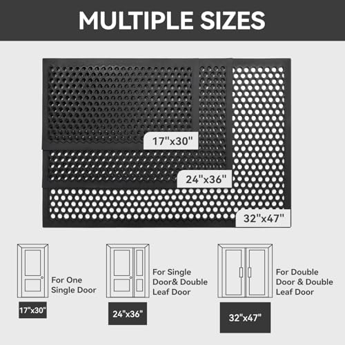 Black Rubber Front Door Mat 36x24 Inches Non Slip Outdoor Entrance Doormat - RESARE