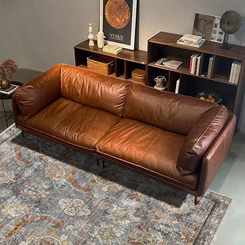 RUGSURE Washable Area Rug 8x10 ft Vintage Tribal Turmeric & Grey Non-Slip