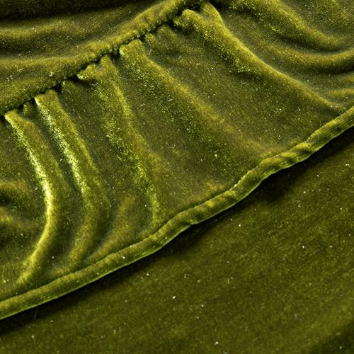 MIULEE Olive Green Velvet Ruffle Tablecloth 60x120 Inch for Holiday & Wedding