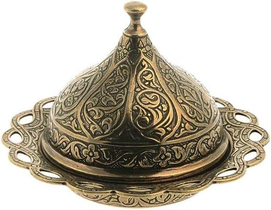 Alisveristime Authentic Turkish Coffee Cup Set: Zamak & Porcelain, Tulip Motifs (Set of 2) (Lale) (Gold)