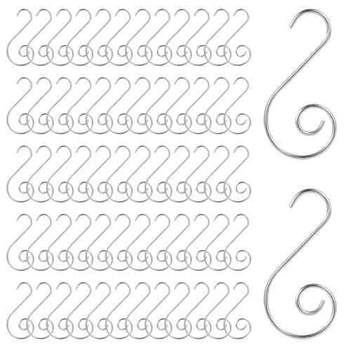 Savita 100pcs Ornament Hooks, Christmas Tree Hooks for Ornaments Hanging Decorations (Silver)