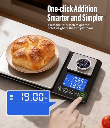 Dual Platform Digital Kitchen Scale 33 lb & 1.1 lb Food Weighing Machine