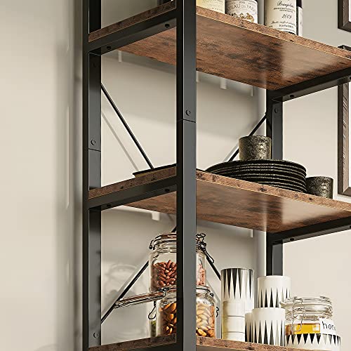 IRONCK Bookshelf, 5-Tier Industrial Ladder 110 lb per Shelf, Vintage
