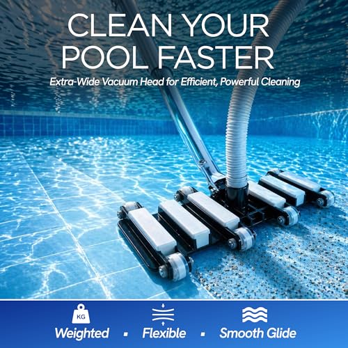 FibroPool Weighted Flexible Pool Vacuum Head - 14.4 x 10.5 in, Drill-613