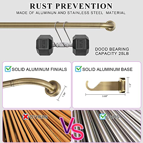 28-48 Inch Adjustable Antique Bronze Curtain Rod Set with Finials & Brackets - 2 Pack