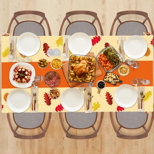 Yellow Thanksgiving Tablecloth 52x87 Inches - 2 Pack Indoor Outdoor Decor
