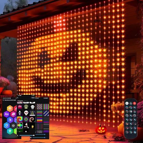 Smart DIY Color Changing Curtain Lights 400LED 6.6ft x 6.6ft Halloween Xmas Indoor Outdoor