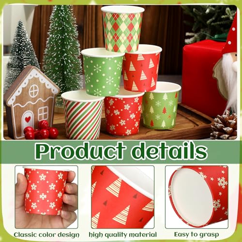 Maxcheck 300 Pack Christmas Disposable Paper Cups 4oz Holiday Party Drinkware