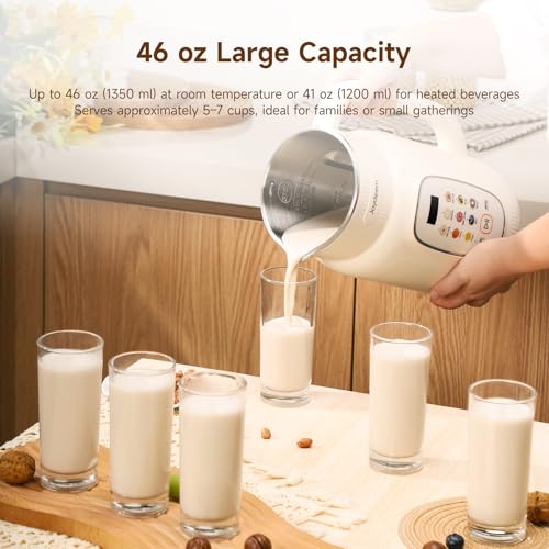 Joydeem 46oz Nut Milk Maker Machine with Adjustable Temp, Auto Clean, Plant-Based Blender