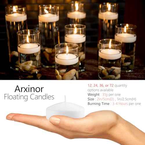 2" White Floating Candles 12 Pack, Unscented & Dripless, Long-Lasting Wax for Wedding, Party, Holiday, Home Decor, Romantic Centerpieces, Valentine's Day, Christmas & Pool Decoration