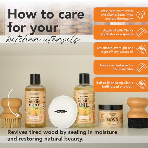 Food Grade Cutting Board Care Kit with Orange & Lemon Extracts - 3 Step Set