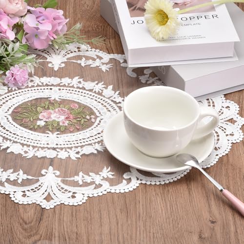 uxcell Light Purple Retro Lace Placemat 12x16 Inch 2-Pack Embroidered Table Mats