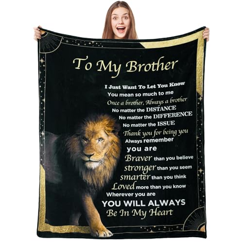 80x60 Brother Gifts from Sister Lion Blanket – Birthday Gift for Brother Adult