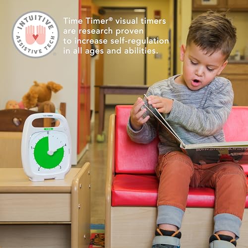 5-Minute Visual Timer for Desk - Silent Countdown Timer with Handle, Classroom & Office Use - White 5-1/2 x 7 in