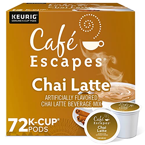Chai Latte Coffee Pods - Pack of 24, Recyclable K-Cup, Café Escapes