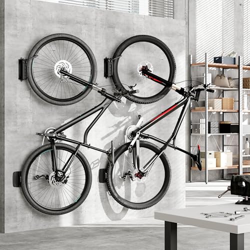 monTEK 2 Pack Swivel Bike Wall Mount Vertical Bike Rack Garage Storage Gray