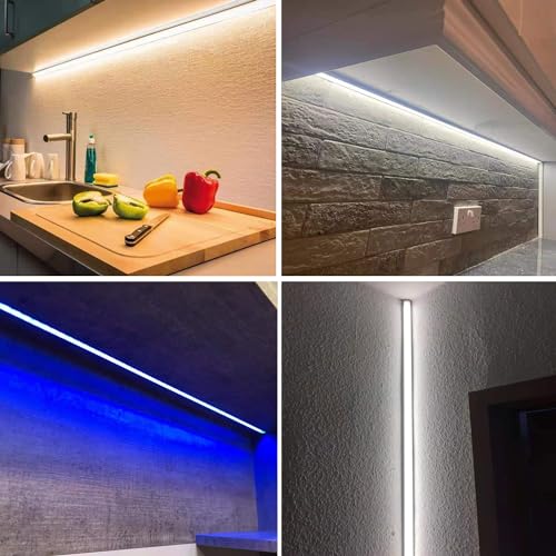 Besseto Black Aluminum LED Channel Kit 10 Pack for 12mm LED Strips 2m Each