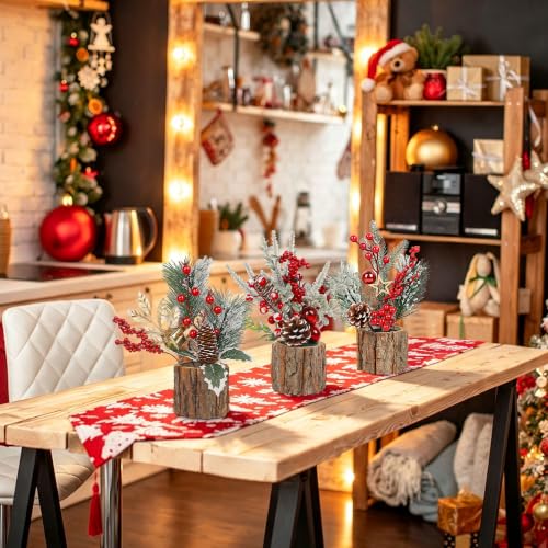 Lulu Home 3 Pcs Mini Christmas Tabletop Trees, Artificial Centerpiece