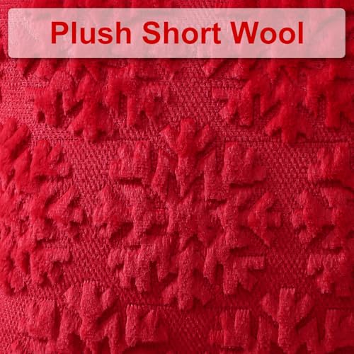 OTOSTAR Set of 2 Red Snowflake Xmas Plush Velvet Throw Pillow Covers 20x20 Inch
