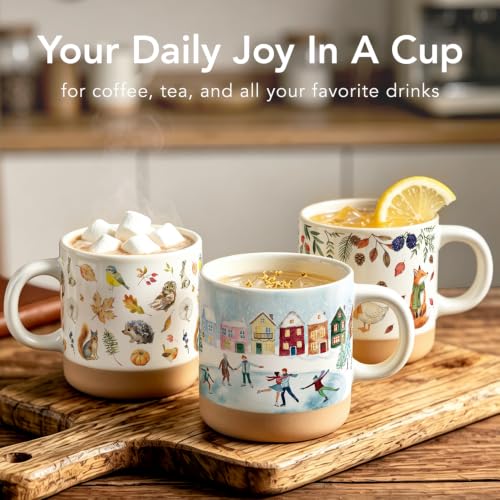Holiday Winter Cup for Coffee, Tea & Hot Chocolate, Novelty Ceramic