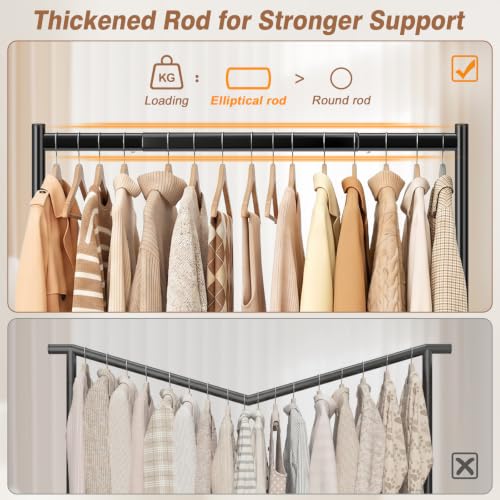 Heavy Duty Clothing Rack 268 LBS Load Capacity, 31.5 Inch Hanging Rod, Black - Compact & Stable