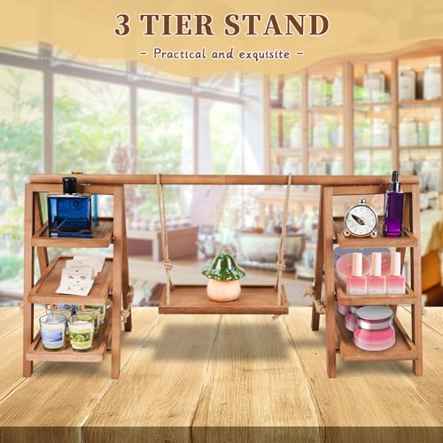 Wooden Cupcake Stand 3 Tier Display Cake Holder Brown - Party Decor