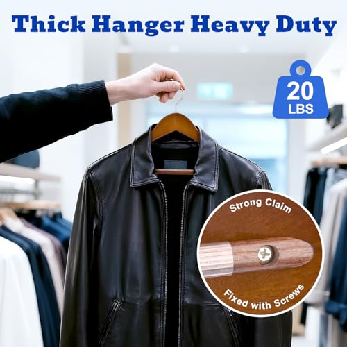 HOUSE DAY Premium Wooden Suit Hangers 6 Pack, Thick Wide Shoulder