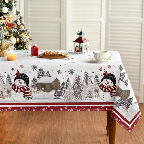 Horaldaily Christmas Tablecloth 52x70 Rectangular Red Border Pine Pattern