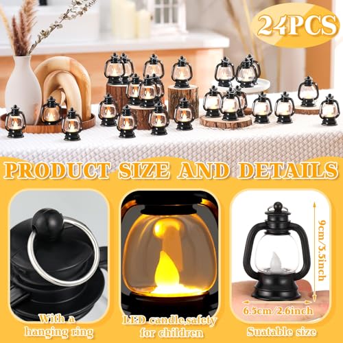Ferraycle 24 Pcs Mini Black Lanterns 4 Inch LED Candle Lanterns, Table Centerpieces