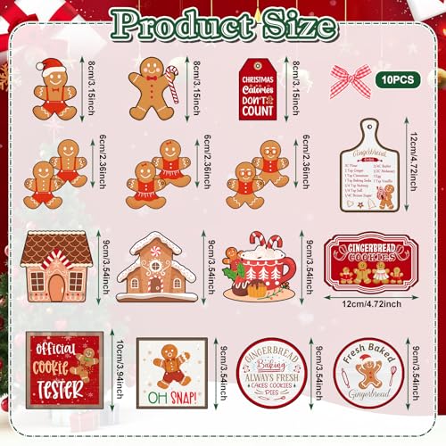 Draupnir 18 Pcs Christmas Tiered Tray Decor Set Winter Tiered Tray Gingerbread Christmas Decorations Farmhouse Tabletop Centerpiece Xmas Wooden 3D Sign Gingerbread Decor for Home Table