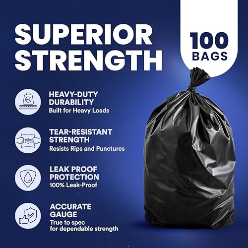 Heavy Duty Trash Bags 55-60 Gallon 1.0 Mil Black Garbage Can Liners - Variation of THIS Listing