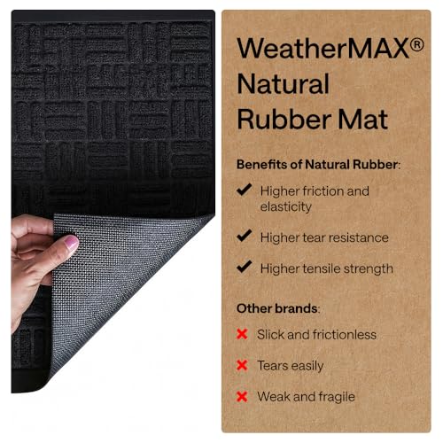 GORILLA GRIP WeatherMAX Door Mat Black Maze 47x35 Inches Indoor Outdoor