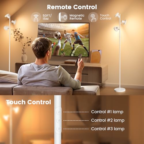 SIBRILLE White 36W Dimmable LED Tree Floor Lamp with Remote & Touch Control