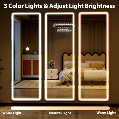 60" x 16" Rectangle Full Length Mirror with Lights for Bedroom