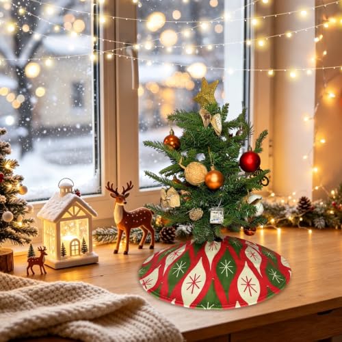 15-Inch Mini Christmas Tree Skirt Mid-Century Retro Vintage Christmas Ornaments