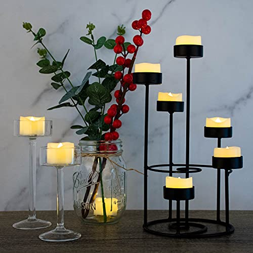CANDLE IDEA 12 PCS LED Flameless Flickering Tea Lights Votive Candle Battery Operated/Electric Flicker LED Tealight Bulk Fake Candles for Halloween Christmas Wedding Party Decorations (Warm White)
