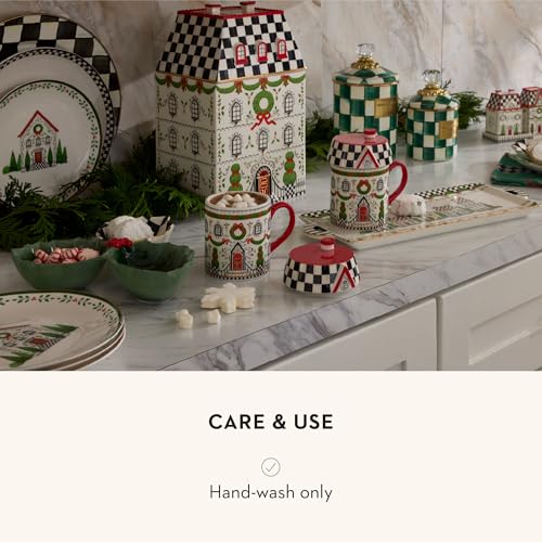 MacKenzie-Childs Holly Village Ceramic Dessert Plates Set of 4