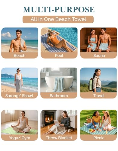 Casa Platino 12-Pack Oversized Turkish-Style Beach Towels 39x71, Soft & Quick-Dry