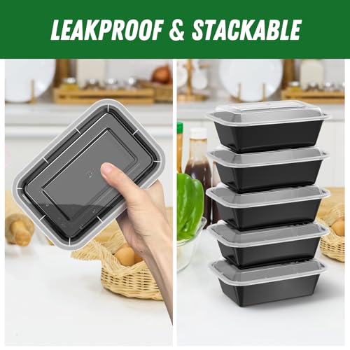 Dealusy 50 Pack 24 oz Reusable Meal Prep Containers with Lids - Leakproof & Dishwasher Safe
