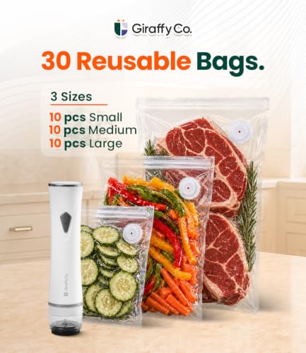 Handheld Vacuum Sealer Set with Reusable Bags - Compact Food Saver Kit