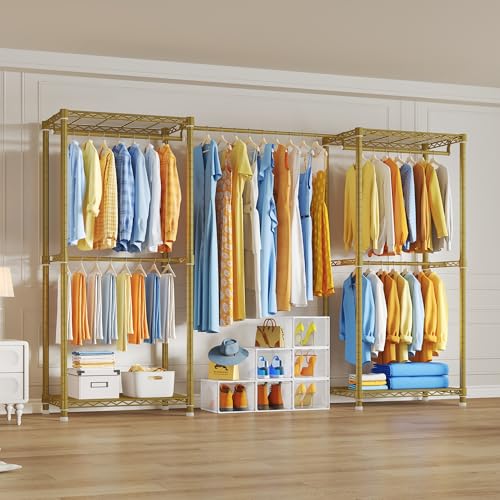 M3 Heavy Duty Clothes Rack, Expandable Clothing Gold