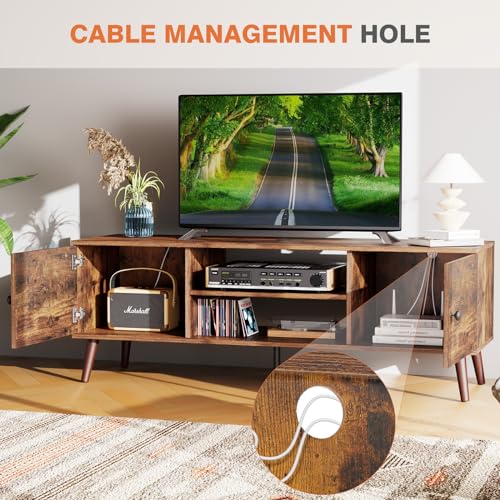 TV Stand for 55 60 Inch TVs with Storage Cabinets and Open Shelf