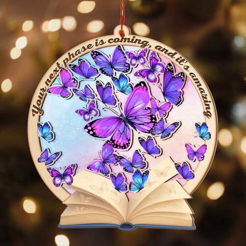 Butterfly Ornament (Variation: Butterfly Ornament) - 2D Purple Wood & Acrylic Christmas Decor for Tree
