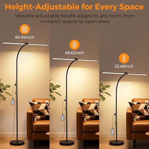 FOLKSMATE Black 20W LED Floor Lamp with Adjustable Neck & Bright Color Changing Light