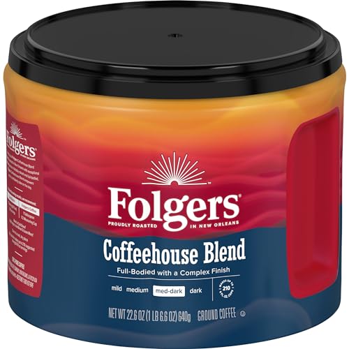 Folgers Coffeehouse Blend Ground Coffee Canisters - Pack of 6, 22.6 Oz