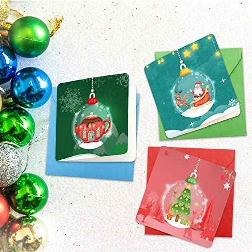 ceiba tree Mini Christmas Cards Ornament Greeting Card Happy Holiday Note Card 24 Pack with Envelopes and Stickers for Classroom Home Office Business