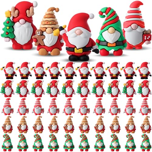 50 Pcs Christmas Mini Gnomes Xmas - Var 50/Xmas, PVC Santa Folk Figurines 3x2 cm