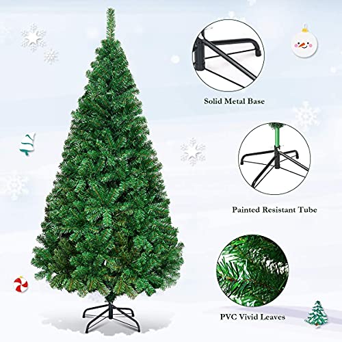 FANTASK Artificial Christmas Tree with Metal Stand, Holiday Pine for