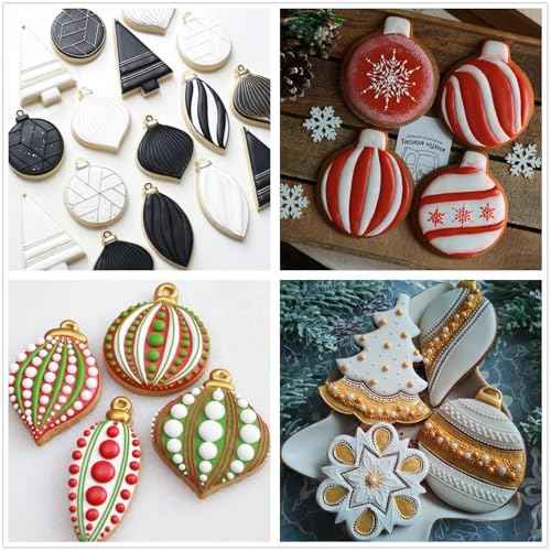 Large Christmas Ornaments Cookie Cutters, 4Pcs Winter Holiday Cutter Molds Size from 4" to 4.25" Snow Globe,Round Ornament,Teardrop Bauble, Finial Ornaments Shapes,Stainless Steel